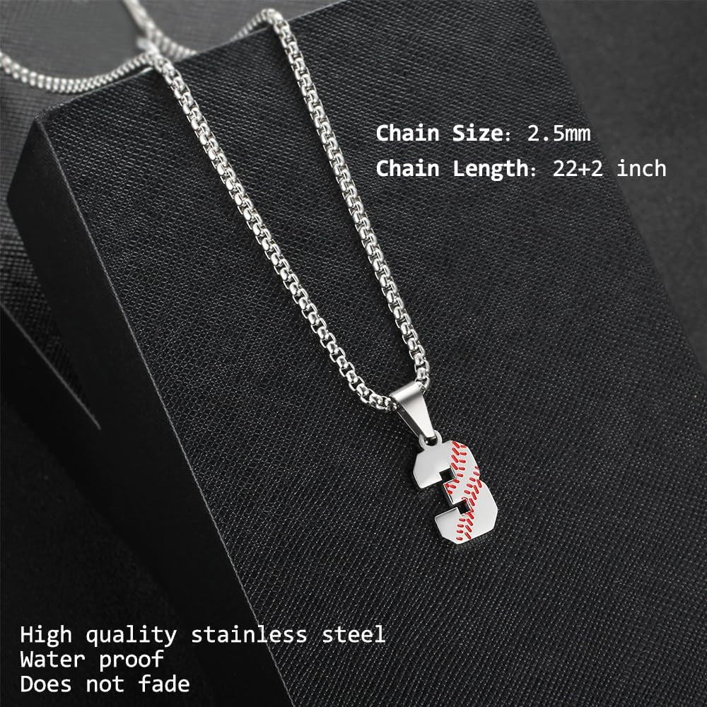TLIWWF Inspiration Baseball Jersey Number Necklace Stainless Steel Charms Number Pendant for Boys Men