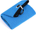 Tri-Fold Golf Towel | Premium Microfiber Fabric | Waffle Pattern | Heavy Duty Carabiner Clip | 14 Color Options