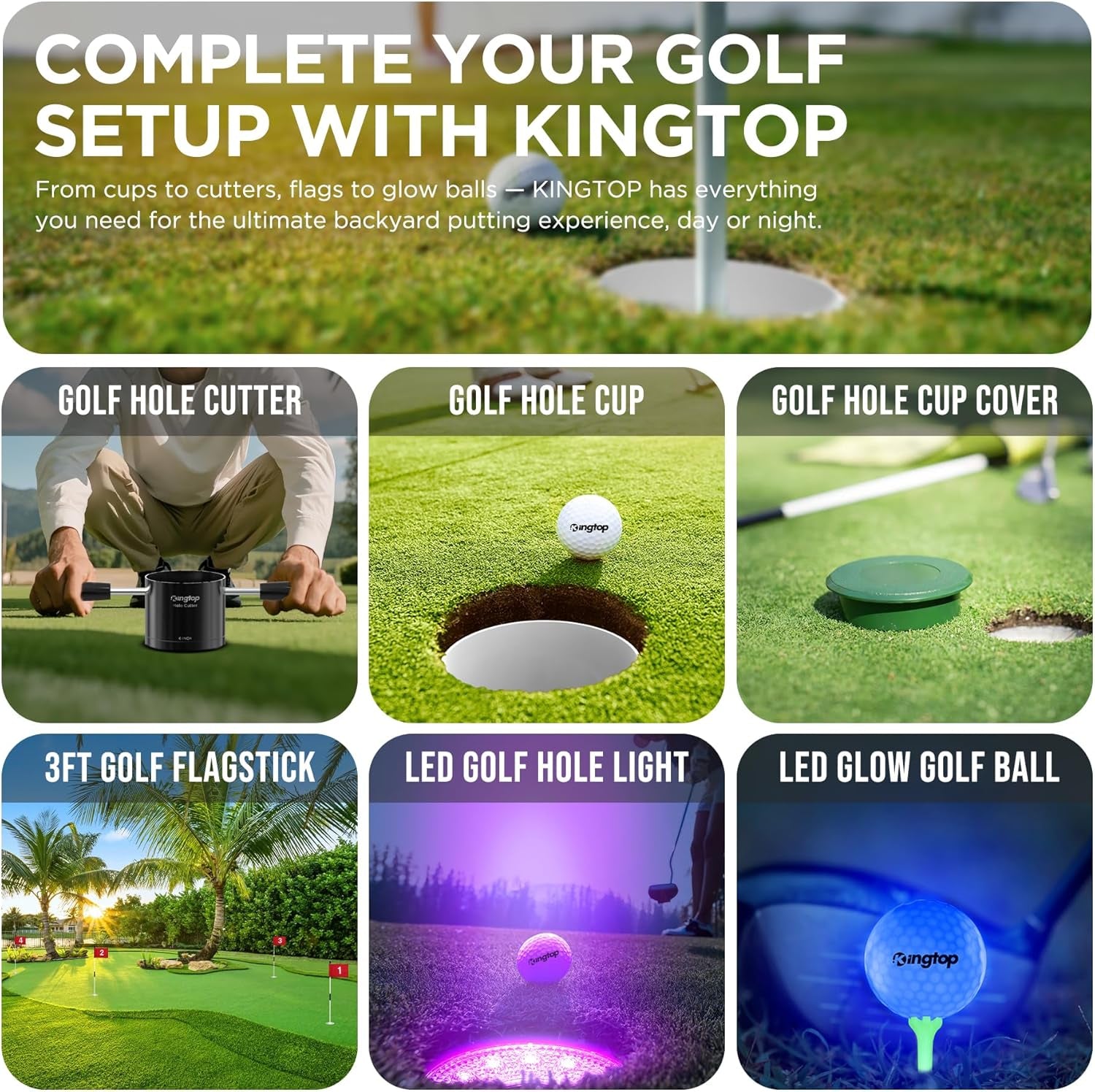 Golf Hole Cup for Backyard Practice Putting Green, Fit PGA | LPGA | USGA Regulations, ABS Ivory White, Outdoor Indoor Golf Putting Cup